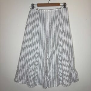 Theory Black and White Striped Midi Skirt